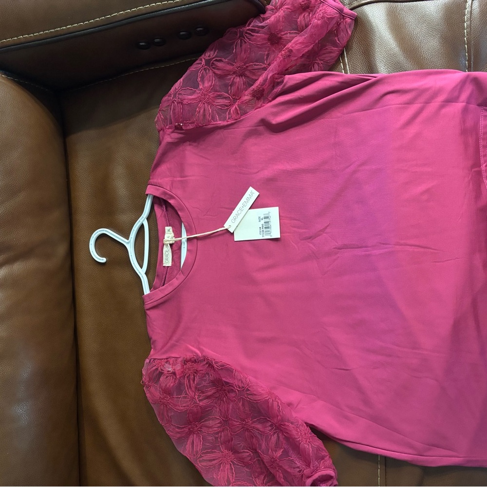 Grace + Emma Fuchsia Top with Elegant Detailing